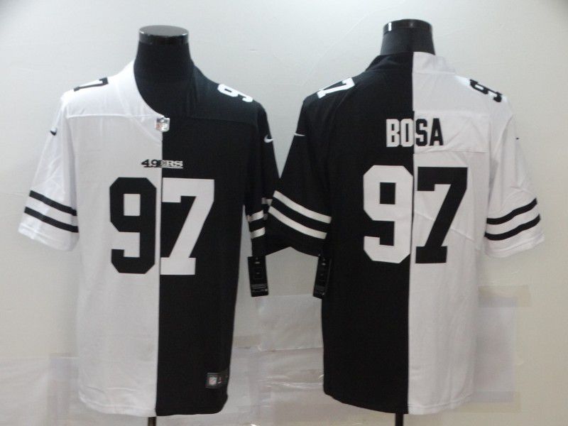 Men San Francisco 49ers #97 Bosa Black white Half version 2020 Nike NFL Jerseys->san francisco 49ers->NFL Jersey